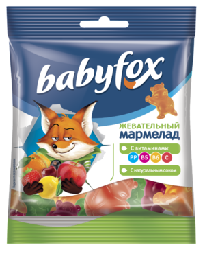 Жевательный мармелад «Babyfox» с натуральным соком ягод и фруктов, 30 г Жевательный мармелад «Babyfox» с натуральным соком ягод и фруктов, 30 г