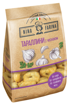 Тараллини «Nina Farina» с чесноком, 180 г Тараллини «Nina Farina» с чесноком, 180 г