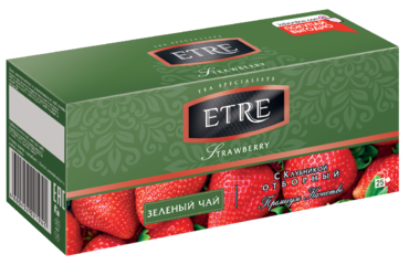 Чай зеленый «Etre» с клубникой, 25 пакетиков, 50 г Чай зеленый «Etre» с клубникой, 25 пакетиков, 50 г