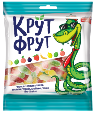 Жевательный мармелад «КрутФрут» в форме забавных змеек в кислой посыпке, 70 г Жевательный мармелад «КрутФрут» в форме забавных змеек в кислой посыпке, 70 г