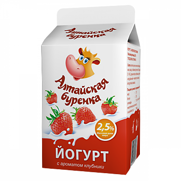 Йогурт 2.5% «Алтайская Буренка» с ароматом клубники, 450 г
