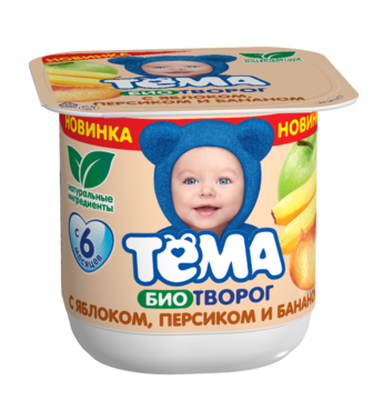 Биотворог 4.2% «Тёма» с яблоком, персиком и бананом, 100 г Биотворог 4.2% «Тёма» с яблоком, персиком и бананом, 100 г