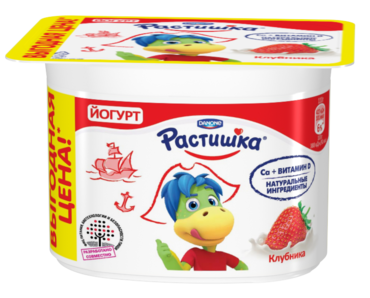 Йогурт 3% «Растишка» с клубникой, 110 г Йогурт 3% «Растишка» с клубникой, 110 г