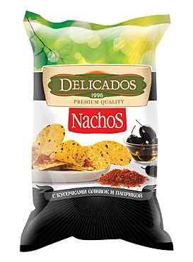 Чипсы «Delicados» Nachos с кусочками оливок и паприкой, 75 г
