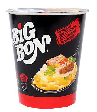 Пюре картофельное «BigBon» с сухариками и соусом со вкусом говядины, 60 г
