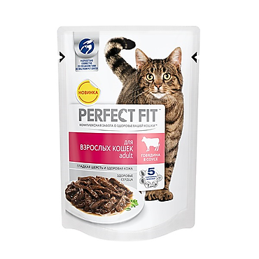 Влажный корм для кошек «Perfect Fit» с говядиной, 85 г
