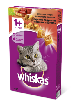 Сухой корм для кошек «Whiskas» подушечки с говядиной и кроликом, 350 г Сухой корм для кошек «Whiskas» подушечки с говядиной и кроликом, 350 г