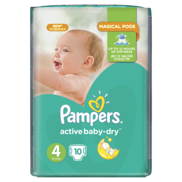 Подгузники для мальчиков и девочек «Pampers» Active Baby-Dry Maxi, 10шт Подгузники для мальчиков и девочек «Pampers» Active Baby-Dry Maxi, 10шт