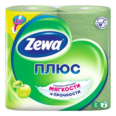 Туалетная бумага двухслойная «Zewa» Плюс, Яблоко Туалетная бумага двухслойная «Zewa» Плюс, Яблоко