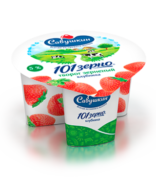 Творог зерненый 5% «Савушкин продукт» со сливками, с клубникой, 130 г Творог зерненый 5% «Савушкин продукт» со сливками, с клубникой, 130 г