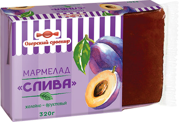 «Озёрский сувенир», мармелад «Слива»,100% натуральный продукт, 320 г «Озёрский сувенир», мармелад «Слива»,100% натуральный продукт, 320 г