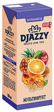 «Djazzy», сок мультифруктовый, с мякотью, 0.2л