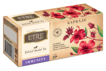 Чайный напиток «Etre» Immunity с каркадэ, 25 пакетиков, 37 г Чайный напиток «Etre» Immunity с каркадэ, 25 пакетиков, 37 г