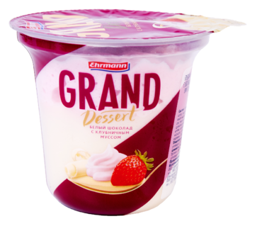 Пудинг 6% «Grand Dessert» белый шоколад с клубничным муссом, 200 г Пудинг 6% «Grand Dessert» белый шоколад с клубничным муссом, 200 г