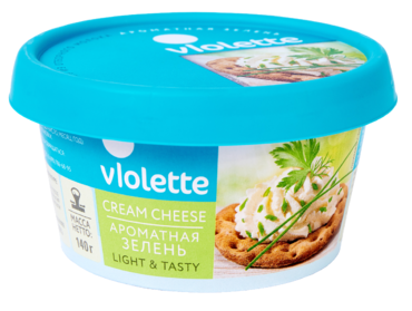 Сыр творожный 70% «Violette» с зеленью, 140 г Сыр творожный 70% «Violette» с зеленью, 140 г