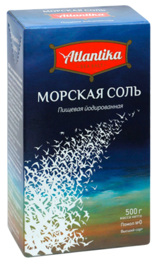 Соль морская «Atlantika» мелкая, йодированная, 500 г Соль морская «Atlantika» мелкая, йодированная, 500 г