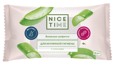 Влажные салфетки «Nice Time» для интимной гигиены Алоэ Вера, 15 шт Влажные салфетки «Nice Time» для интимной гигиены Алоэ Вера, 15 шт