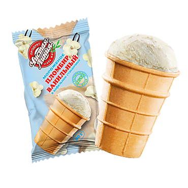 Мороженое «Чистая линия» пломбир Ванильный в вафельном стаканчике, 80 г