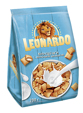 Зерновые подушечки «Leonardo» 5 злаков, с молочной начинкой, 200 г