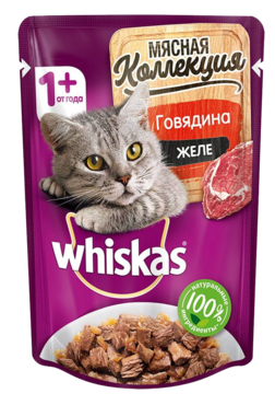 Влажный корм для кошек «Whiskas» Мясная коллекция, говядина, 85 г Влажный корм для кошек «Whiskas» Мясная коллекция, говядина, 85 г