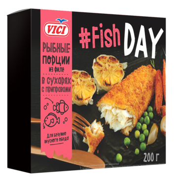 Рыбные порции «Vici» Fish DAY из филе в сухарях с приправами, 200 г Рыбные порции «Vici» Fish DAY из филе в сухарях с приправами, 200 г