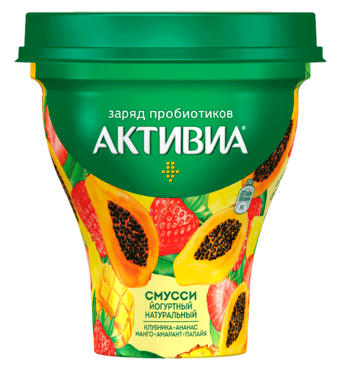 Йогурт питьевой «Активиа» Смусси Клубника, Ананас, Манго, Амарант ...