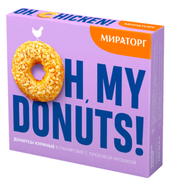Донатсы куриные «Мираторг» в панировке с ореховой крошкой, 230 г Донатсы куриные «Мираторг» в панировке с ореховой крошкой, 230 г