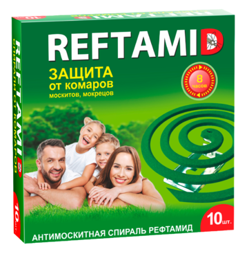 Спирали «Рефтамид» от комаров, 10шт, 150 г Спирали «Рефтамид» от комаров, 10шт, 150 г