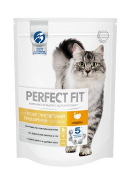 Сухой корм для кошек с чувствительным пищеварением «Perfect Fit» Индейка, 190 г Сухой корм для кошек с чувствительным пищеварением «Perfect Fit» Индейка, 190 г