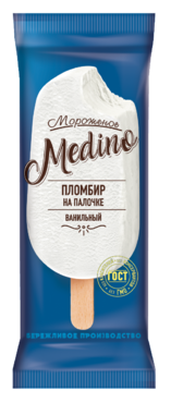 Мороженое «Medino» ванильный пломбир на палочке, 60 г Мороженое «Medino» ванильный пломбир на палочке, 60 г