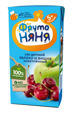 Сок «ФрутоНяня» осветленный, яблоко-вишня, 200 мл Сок «ФрутоНяня» осветленный, яблоко-вишня, 200 мл