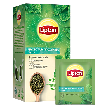 Чай «Lipton» «Чистота и прохлада» зеленый с мятой, 25 пакетиков