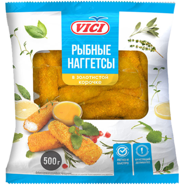 Рыбные наггетсы из рубленного филе в золотистой корочке, 500 г Рыбные наггетсы из рубленного филе в золотистой корочке, 500 г