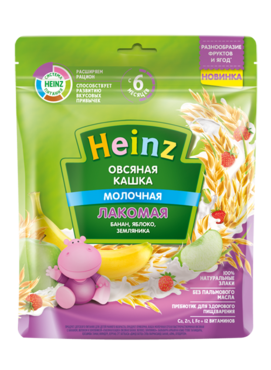 Лакомая Кашка «Heinz» Овсяная с Бананом, Яблоком, Земляникой, 170 г Лакомая Кашка «Heinz» Овсяная с Бананом, Яблоком, Земляникой, 170 г