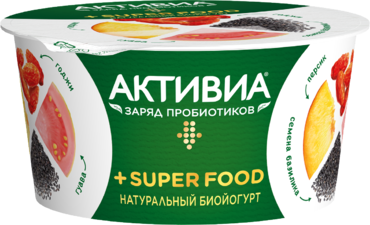 Йогурт «Активиа» Super Food с персиком, гуавой, ягодами годжи и семенами базилика, 140 г Йогурт «Активиа» Super Food с персиком, гуавой, ягодами годжи и семенами базилика, 140 г