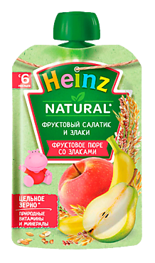 Пюре фруктово-зерновое «Heinz» Фруктовый салатик и злаки, 90 г