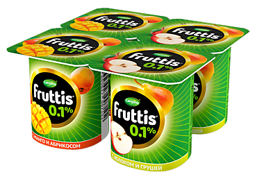Йогурт 0,1% 0.1% «Fruttis» Легкий абрикос-манго/яблоко-груша, 110 г