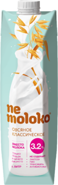 Напиток овсяный 3.2% «NeMoloko» классический, 1 л Напиток овсяный 3.2% «NeMoloko» классический, 1 л