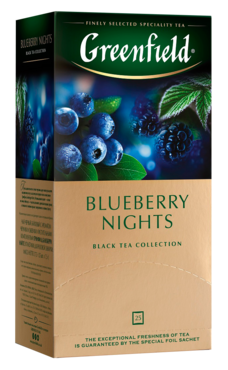 Чай черный «Greenfield» Blueberry Nights, 25 пакетиков Чай черный «Greenfield» Blueberry Nights, 25 пакетиков