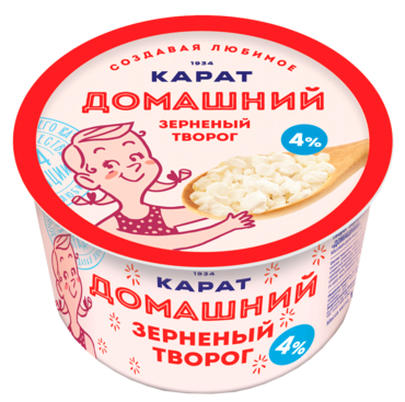 Творог зерненый 4% «Карат» Домашний, 200 г Творог зерненый 4% «Карат» Домашний, 200 г