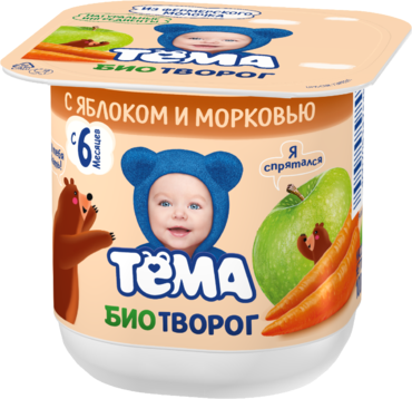 Биотворог 4.2% «Тёма» с яблоком и морковью, 100 г Биотворог 4.2% «Тёма» с яблоком и морковью, 100 г