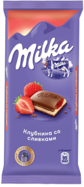 Шоколад молочный «Milka» Клубника-сливки, 90 г Шоколад молочный «Milka» Клубника-сливки, 90 г