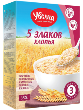 Хлопья «Увелка» 5 злаков, 350 г Хлопья «Увелка» 5 злаков, 350 г