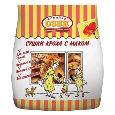 Сушки «Кроха» «Семейка ОЗБИ» с маком, 200 г Сушки «Кроха» «Семейка ОЗБИ» с маком, 200 г