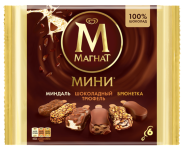 Мороженое «Магнат» мини «Миндаль» (2шт), «Брюнетка» (2шт) и «Шоколадный трюфель»(2шт), 294 г Мороженое «Магнат» мини «Миндаль» (2шт), «Брюнетка» (2шт) и «Шоколадный трюфель»(2шт), 294 г