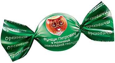 Конфета «Фундук Петрович» в молочной шоколадной глазури «Ореховичи» (коробка 1 кг)