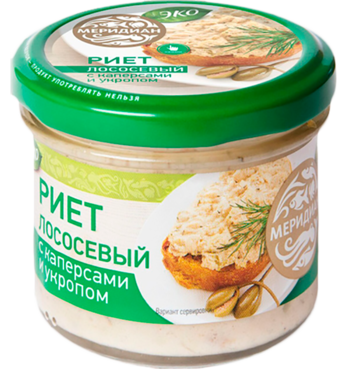 Риет «Меридиан» Лососевый, с каперсами и укропом, 100 г Риет «Меридиан» Лососевый, с каперсами и укропом, 100 г