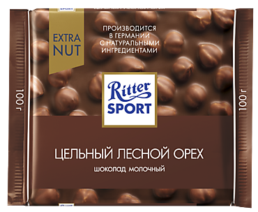 Шоколад молочный «Ritter Sport» с лесным орехом, 100 г