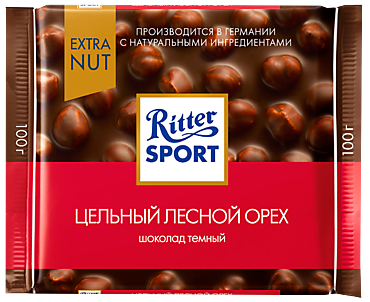 Шоколад темный «Ritter Sport» с лесным орехом, 100 г