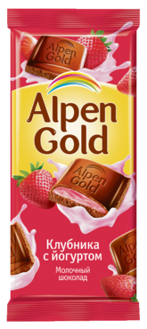 Шоколад «Alpen Gold» молочный Клубника с йогуртом, 85 г Шоколад «Alpen Gold» молочный Клубника с йогуртом, 85 г